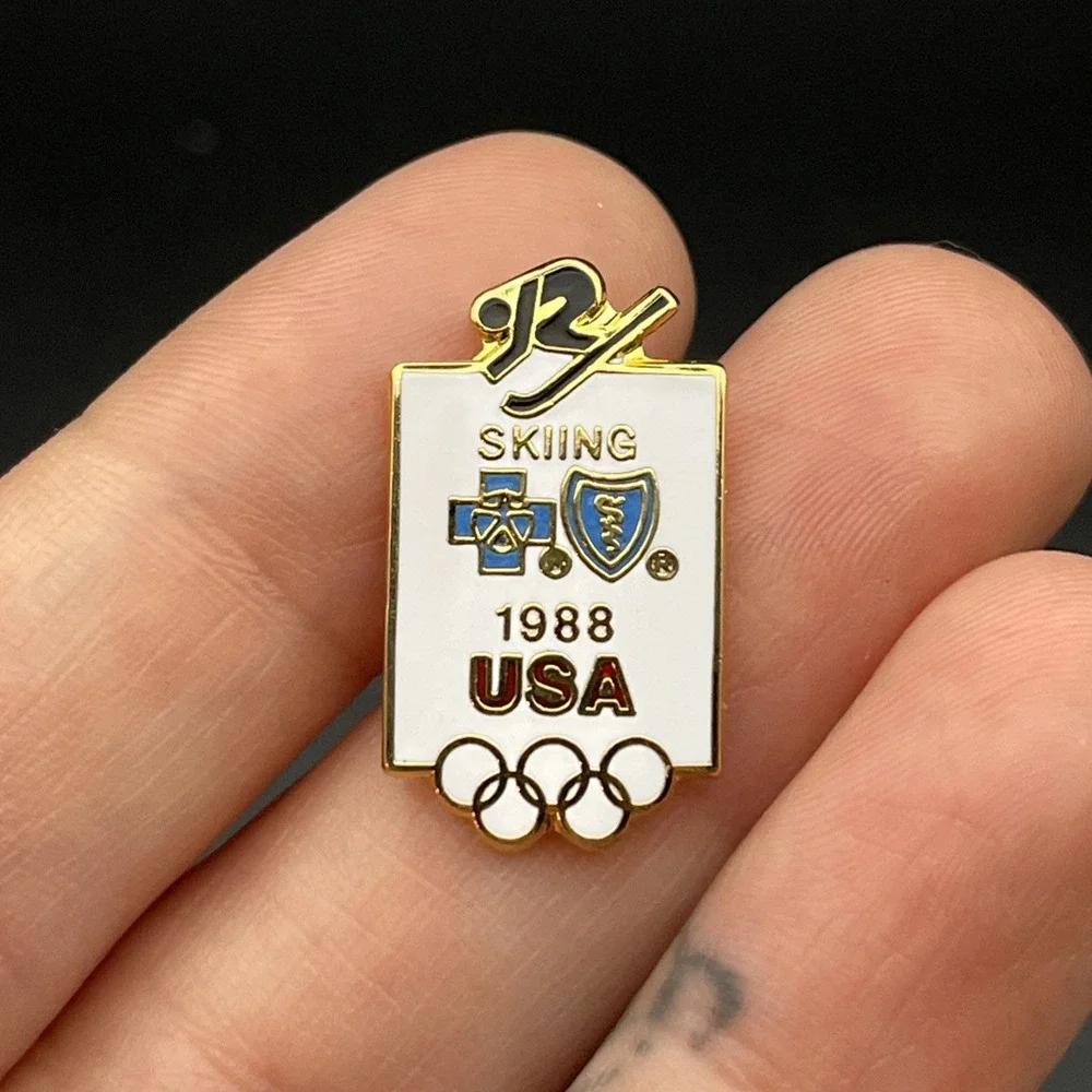 1988 Calgary Winter Olympics BlueCross BlueShield Team USA Skiing‎ Lapel Hat Pin
